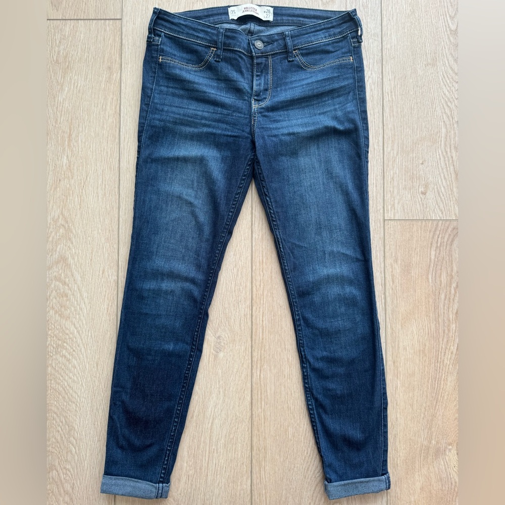 Hollister Dark Wash Ankle Jeggings (Size: 26)